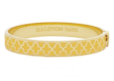 Halcyon Days 1cm Agama Radiant Yellow Gold Hinged Bangle HBAGA0810G, 5055273111002