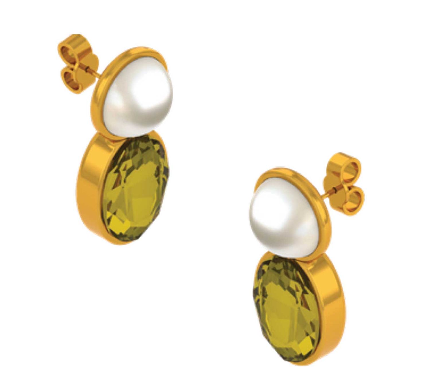 Halcyon Days Aphrodiate Citrine Pearl Gold Earrings EAAPH44OVG, 5055273110944