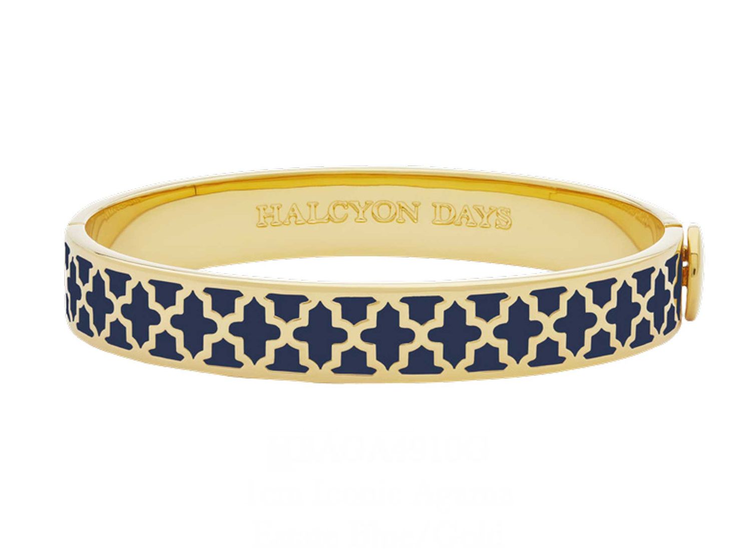 Halcyon Days 1cm Agama Estate Blue Gold Hinged Bangle HBAGA4910G, 5055273110999