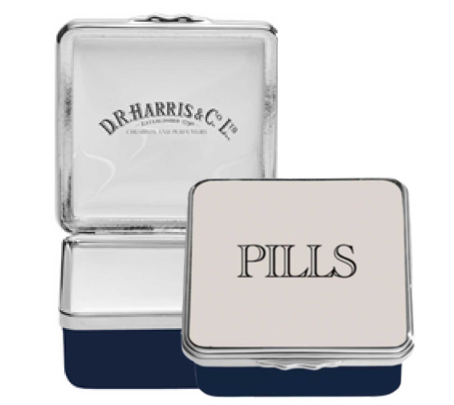 Halcyon Days Dr Harris Pills GP58 Enamel Box Kings Blue ENDRP1858P, 5056327823049