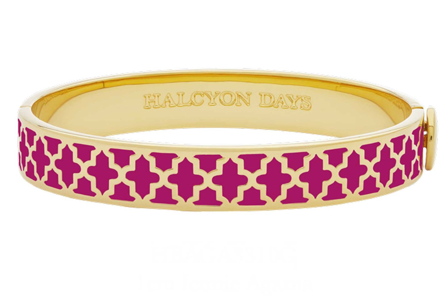 Halcyon Days 1cm Agama Pink Tourmaline Gold Hinged Bangle HBAGA3310G, 5056327803072