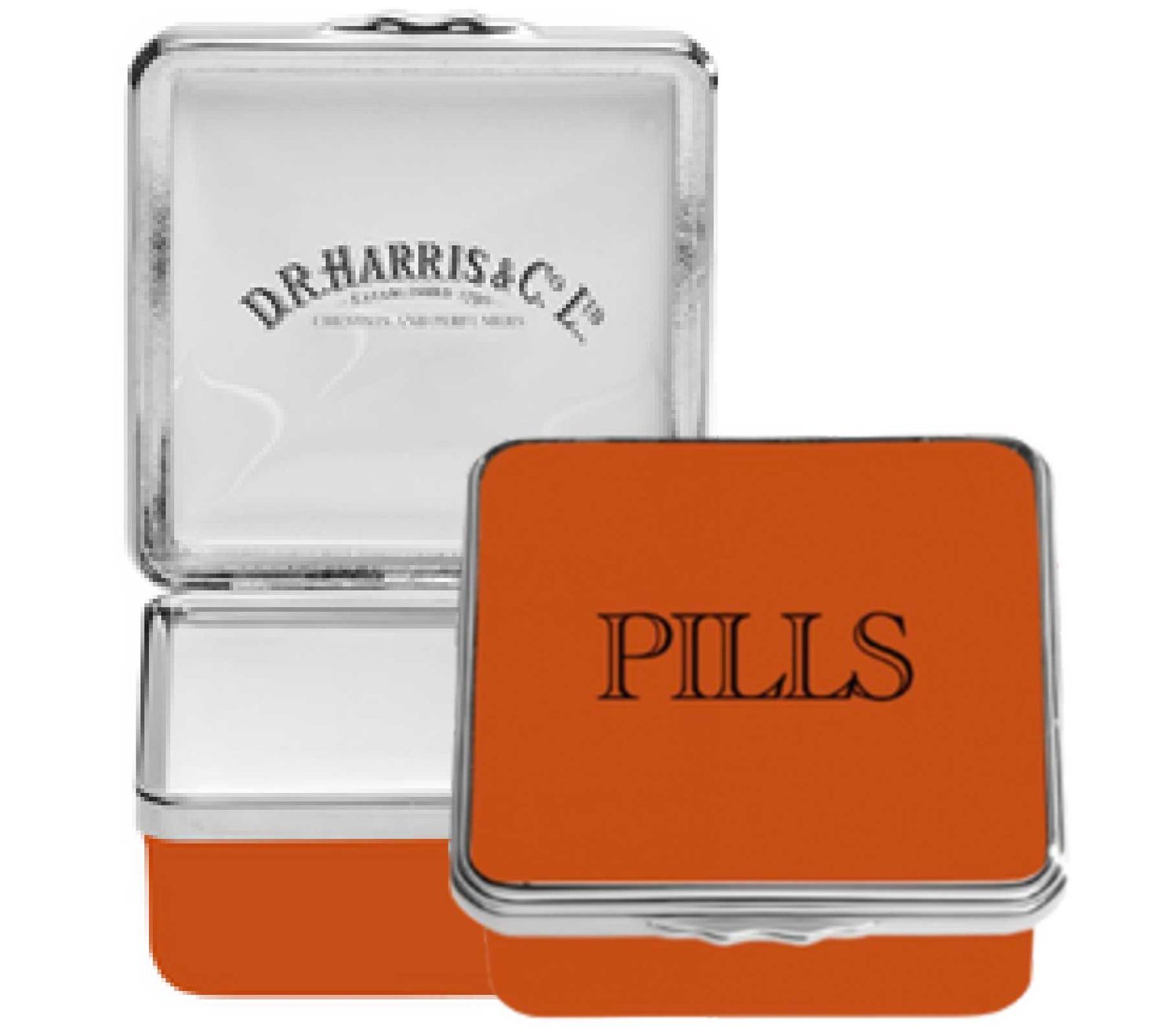 Halcyon Days Dr Harris Pills GP58 Enamel Box Orange Base &amp; Lid ENDRP07058P, 5056327823032