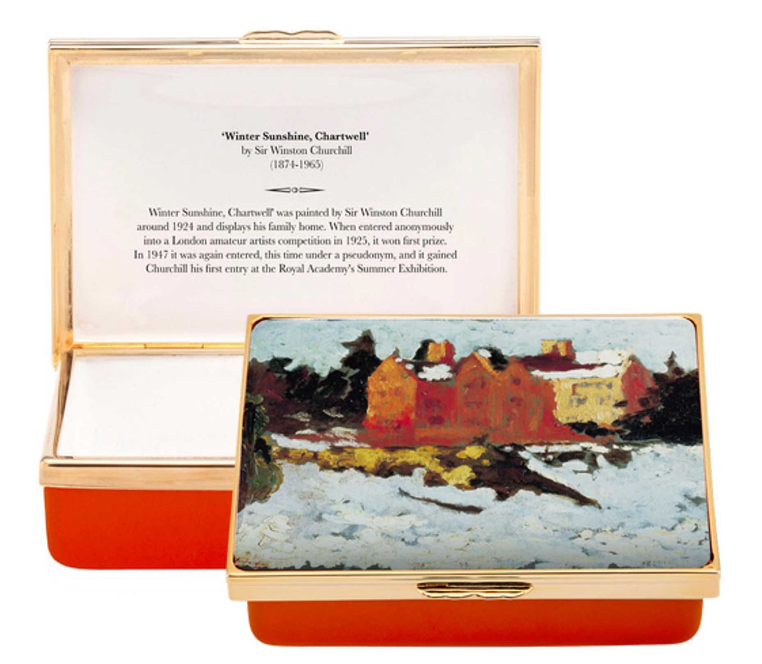 Halcyon Days Winter Sunshine, Chartwell by Churchill Enamel Box ENCWS0711G, 5056327820451