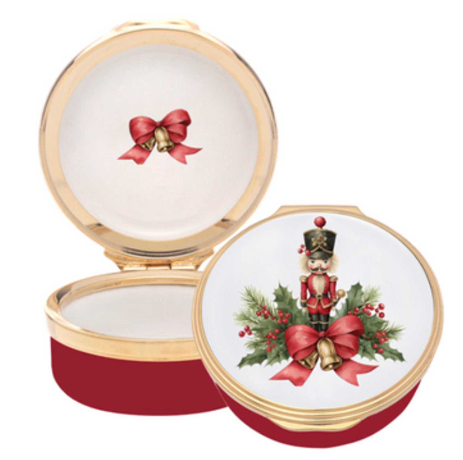 Halcyon Days Nutcracker with Bow Enamel Box ENNBW0101G, 5055273110340