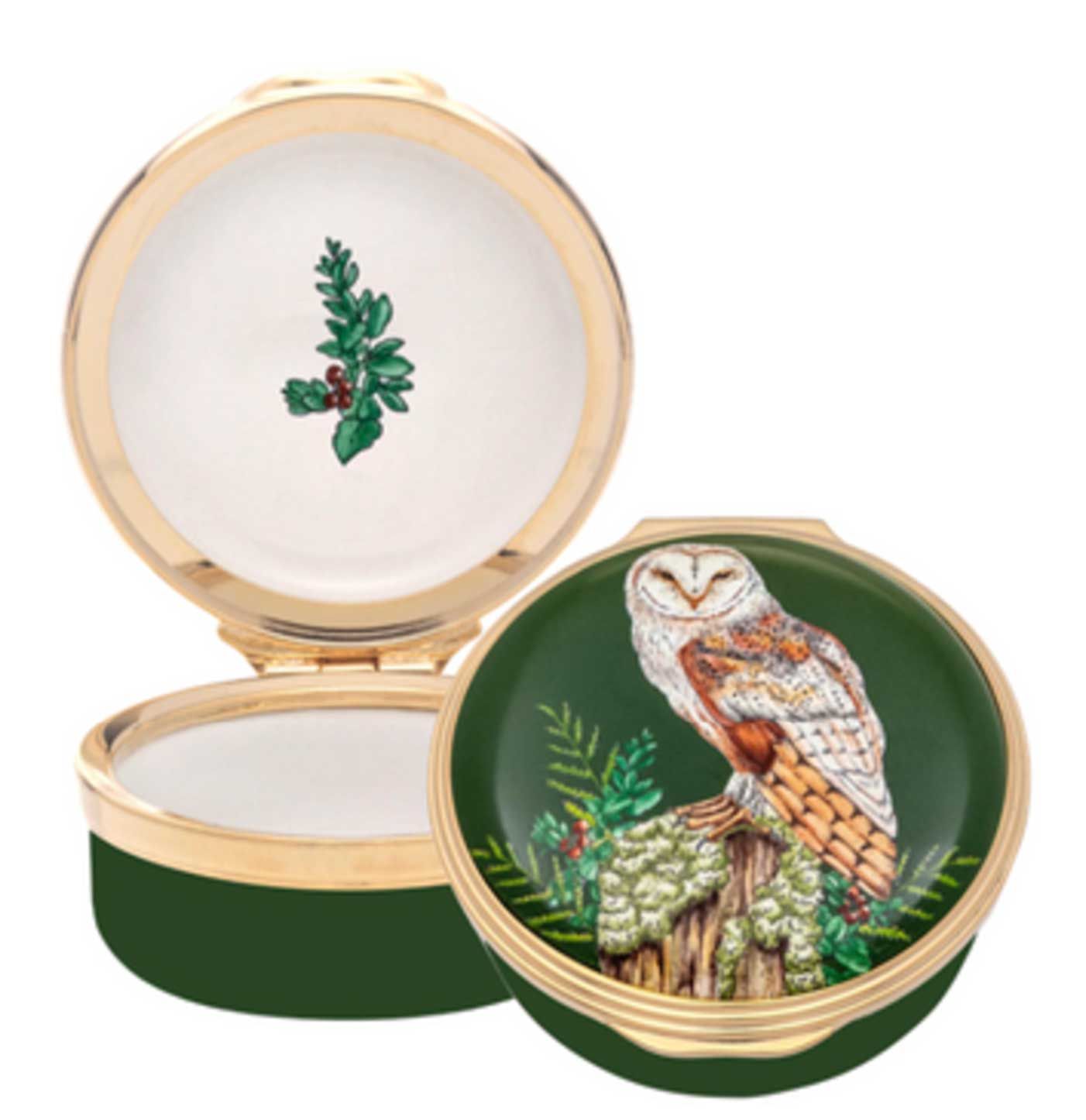 Halcyon Days Woodland Wildlife Owl Enamel Box ENOWL0101G, 5055273110418
