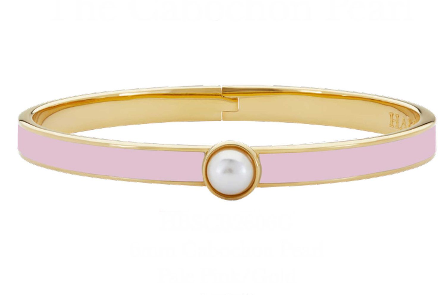 Halcyon Days 6mm Cabochon Pearl Pink Gold Hinged Bangle HBSCB2606G, 5055273103830