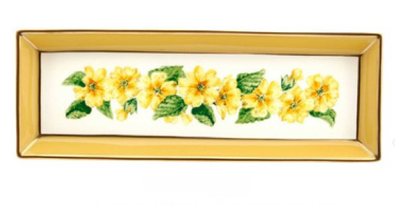 Halcyon Days Shell Garden Floral Primula Yellow Rectangular Tray BCCPR08RTG, 5060171159681