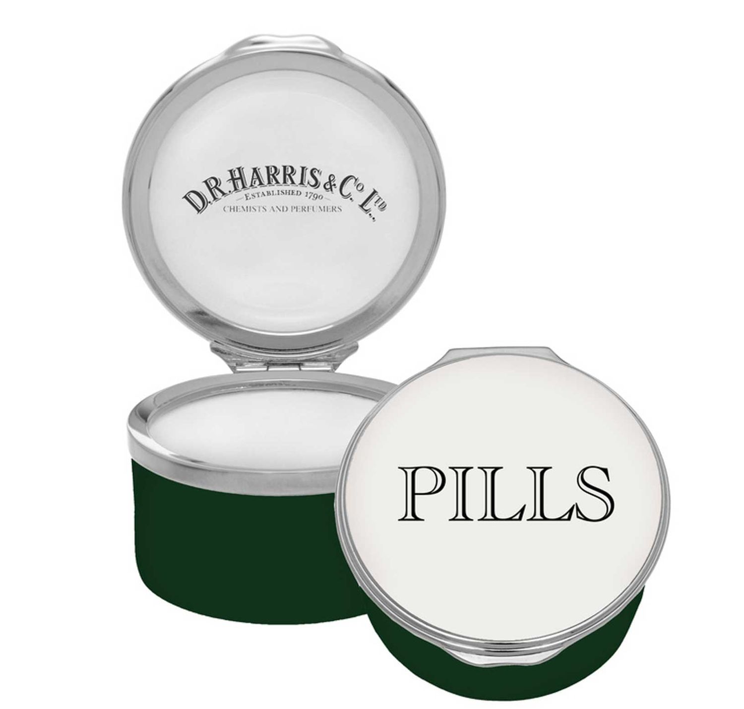Halcyon Days Dr Harris Pills GP1 Enamel Box Balmoral Green ENDRP0901P, 5056327822936