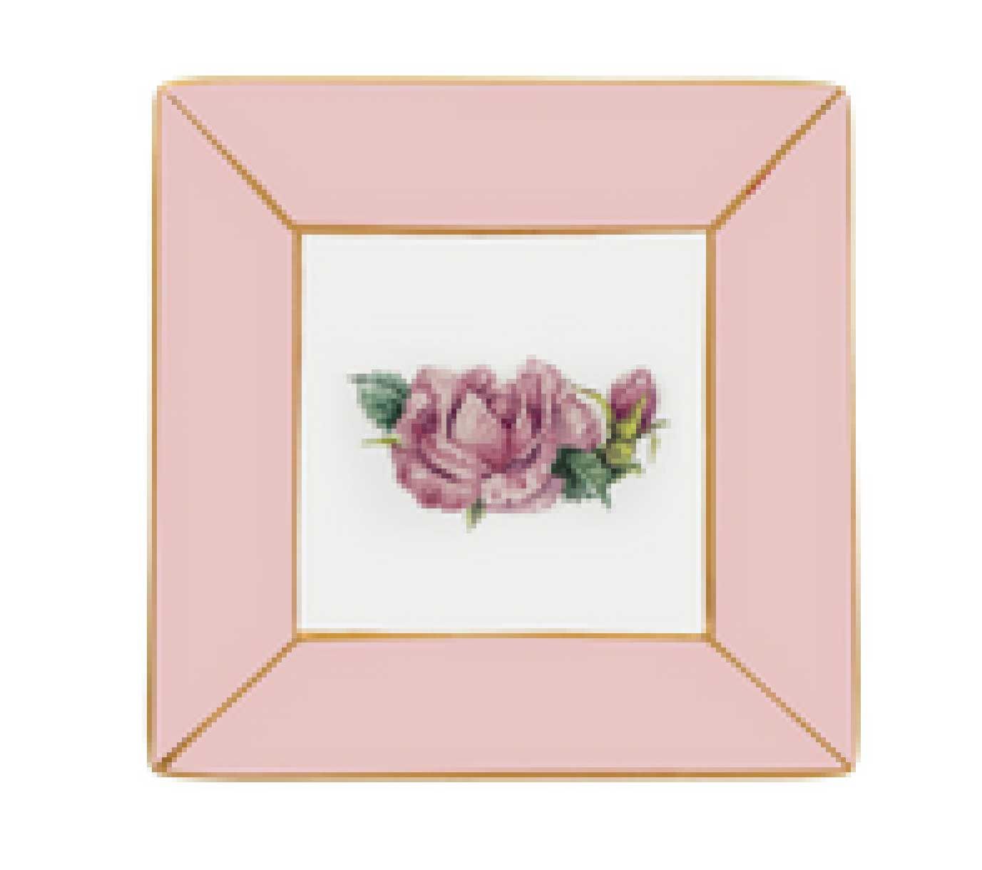 Halcyon Days Shell Garden Floral Rose Pink Square Trinket Tray BCSGR26STG, 5055273110678
