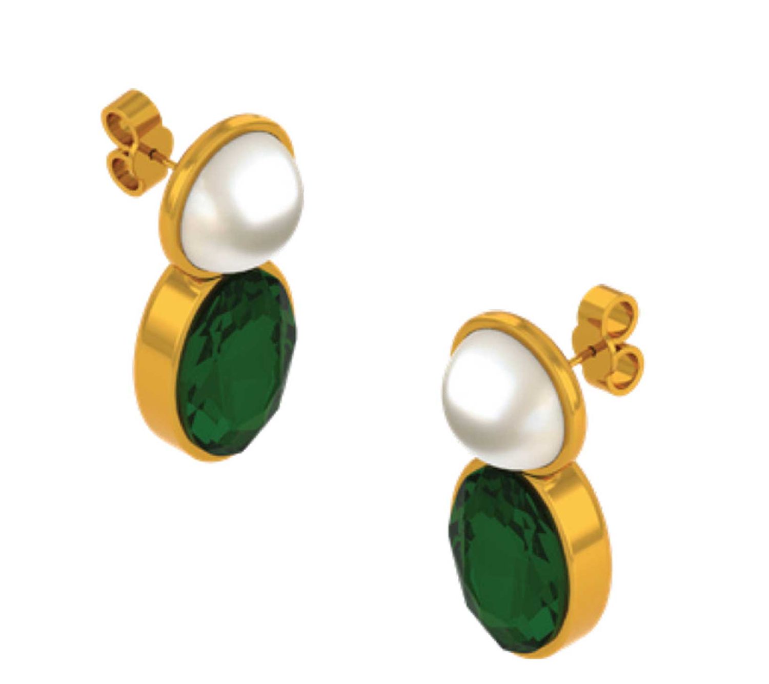 Halcyon Days Aphrodiate Emerald Pearl Gold Earrings EAAPH45OVG, 5055273110937
