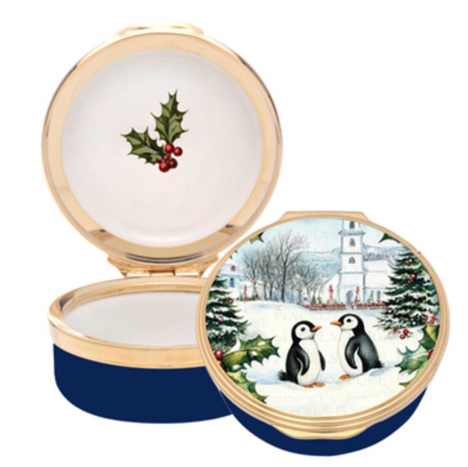 Halcyon Days Penguins Enamel Box ENPEN0101G, 5055273110364