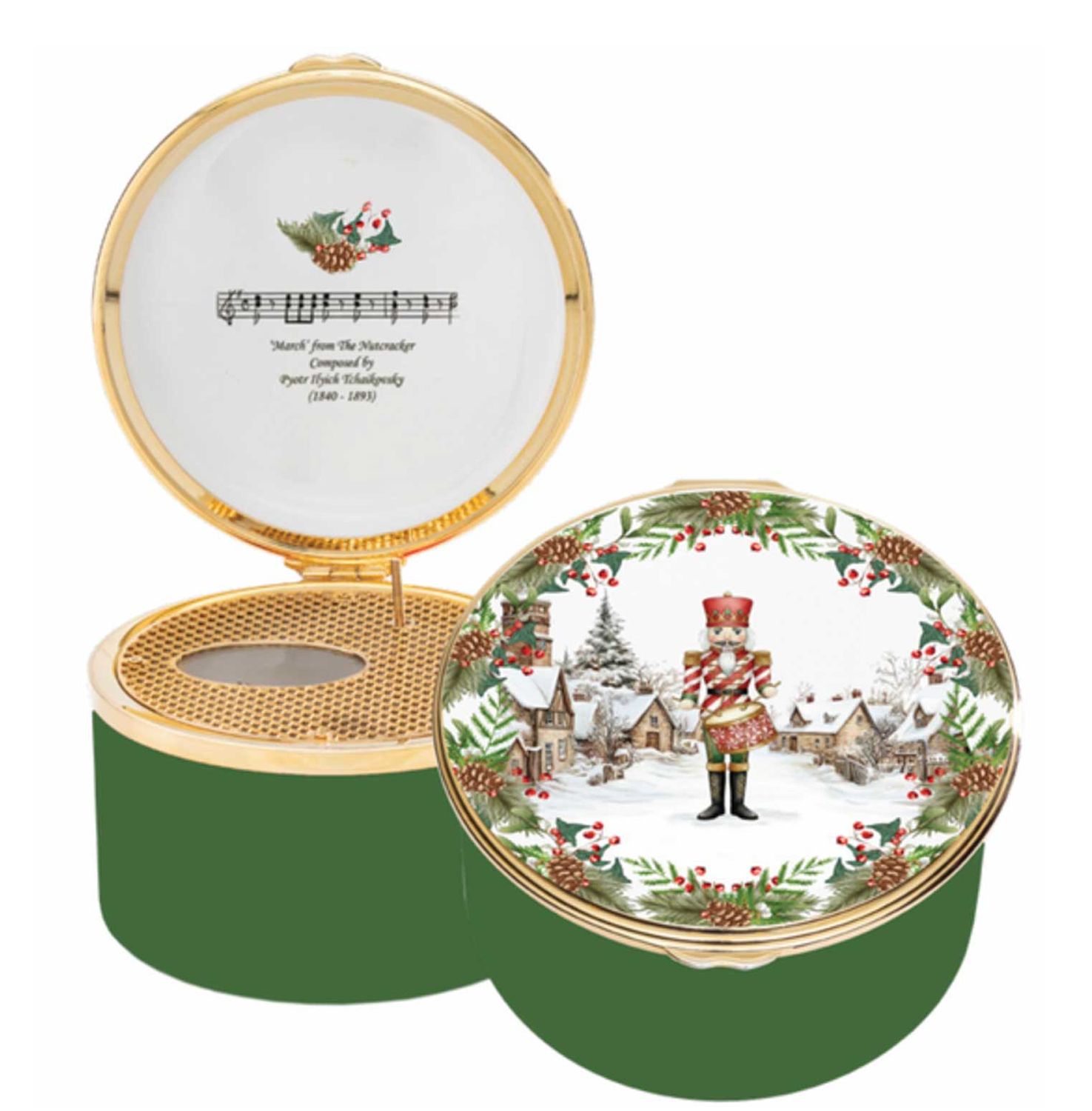 Halcyon Days Nutcracker Drummer in the Snow Musical Enamel Box ENNDS0151MG, 5055273110302