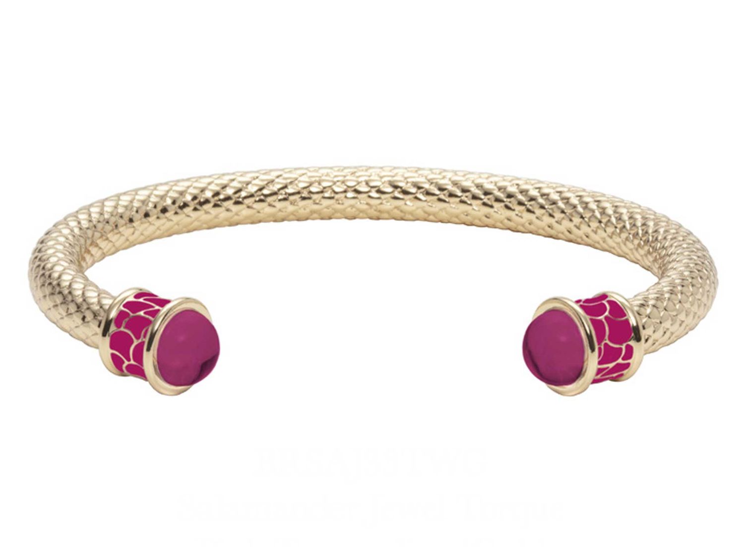 Halcyon Days Salamander Pink Tourmaline Gold Torque Bangle BRSAJ33TWG, 5055273110951