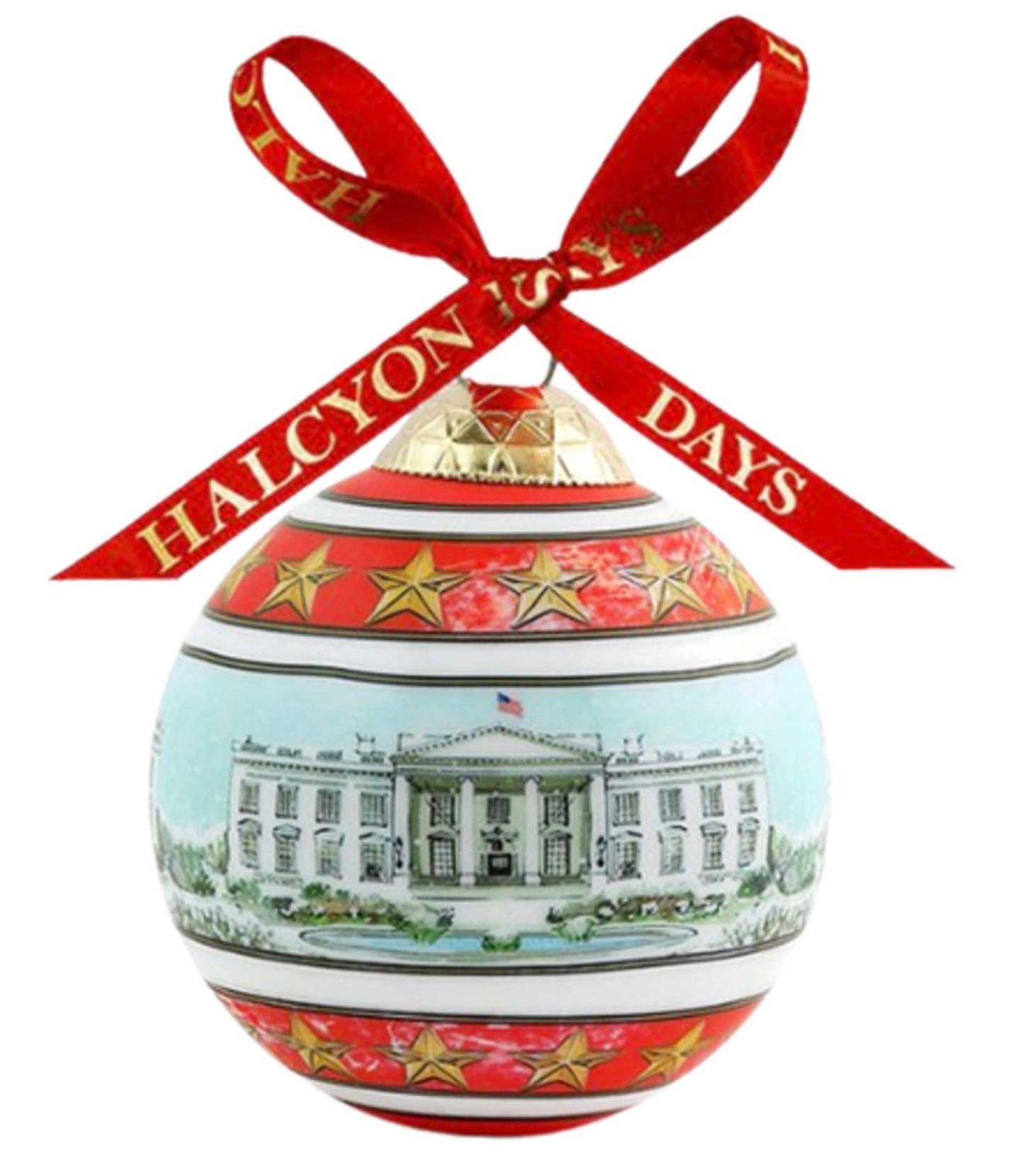Halcyon Days The White House in the Snow 3 Inch Bauble Ornament BCWIS01XBN, 5056327801436