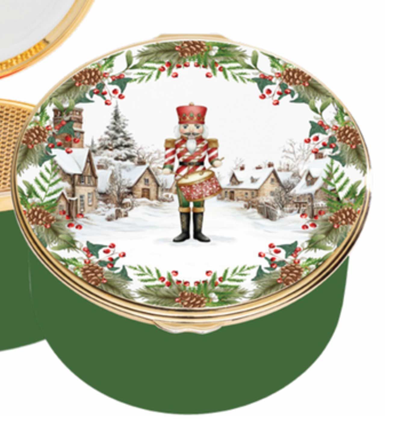 Halcyon Days Nutcracker Drummer in the Snow Enamel Box ENNDS0151G, 5055273110388