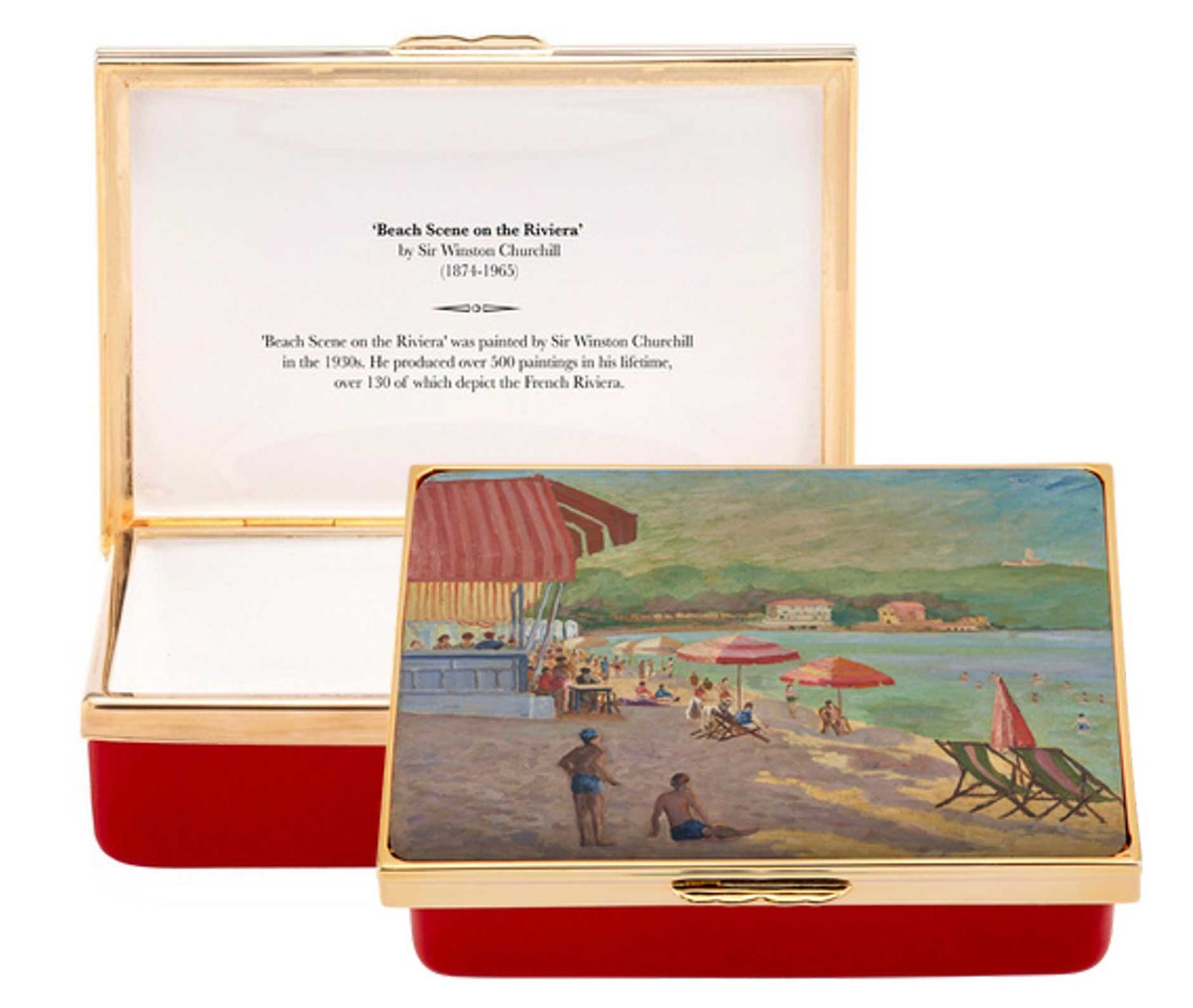 Halcyon Days Beach Scene by Churchill Enamel Box ENCBS0611G, 5056327820437