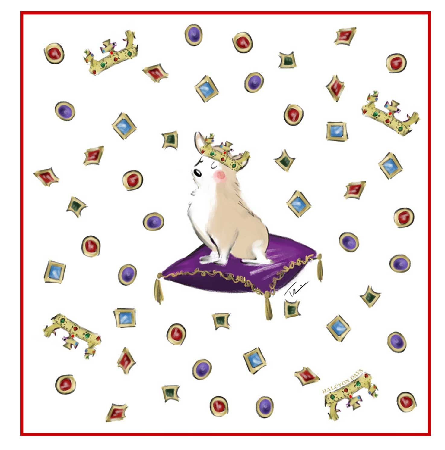 Halcyon Days Corgi 45x45 100% Silk Scarf SACOR01PS45, 5055273111026