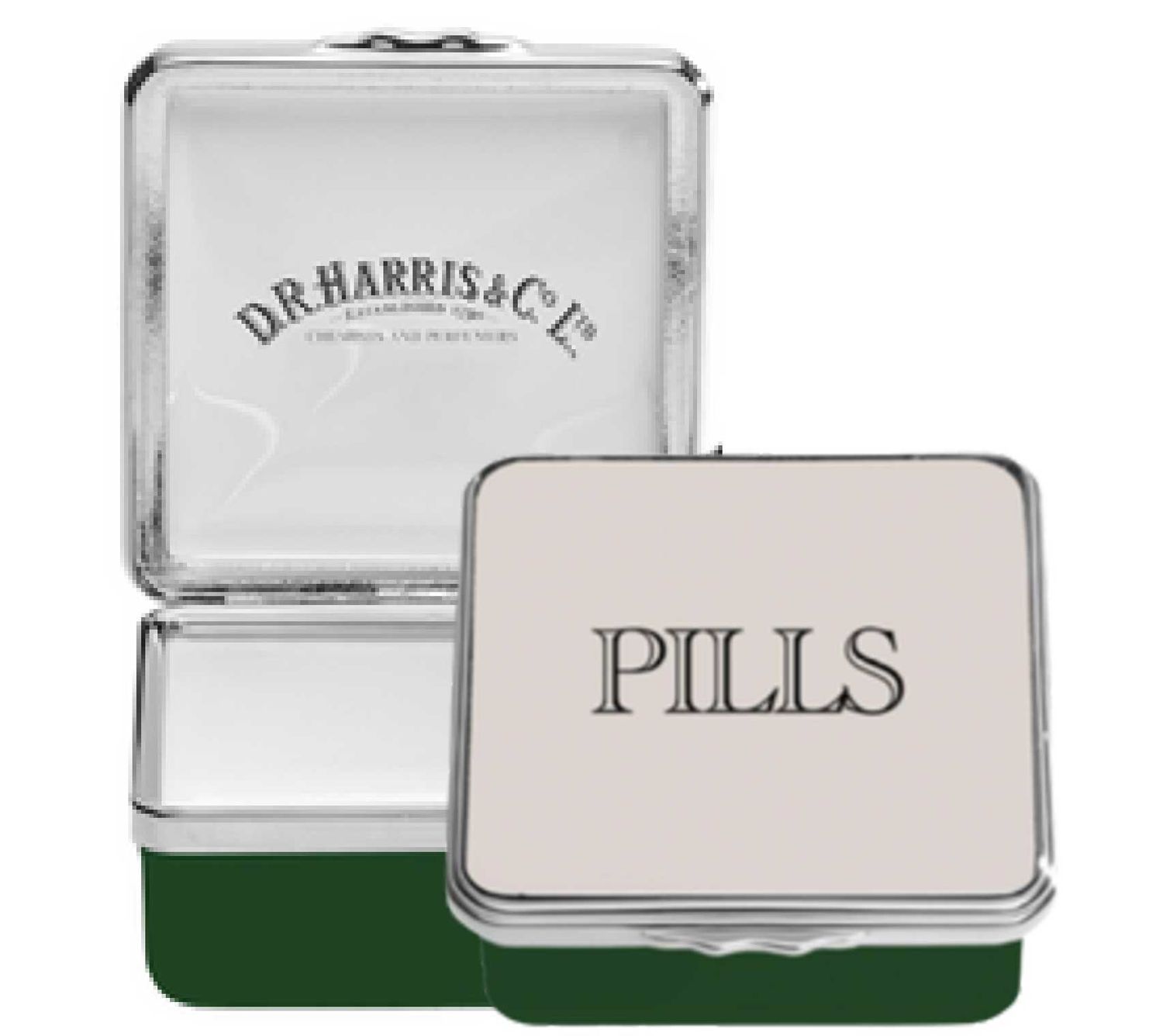 Halcyon Days Dr Harris Pills GP58 Enamel Box Balmoral Green ENDRP0958P, 5056327823063
