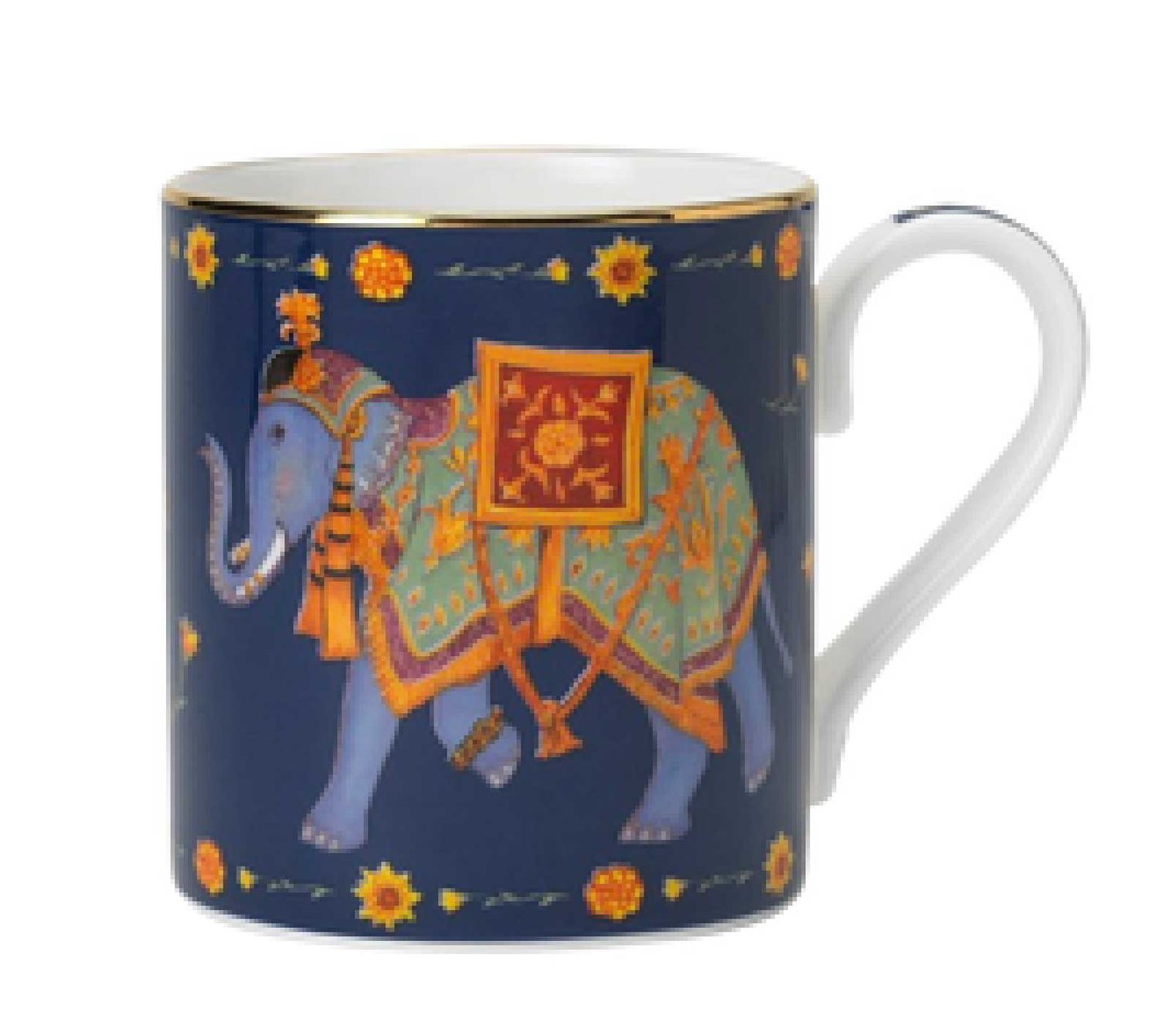 Halcyon Days Ceremonial Indian Elephant Blue Mug BCCIE11MGG, 5060171124689