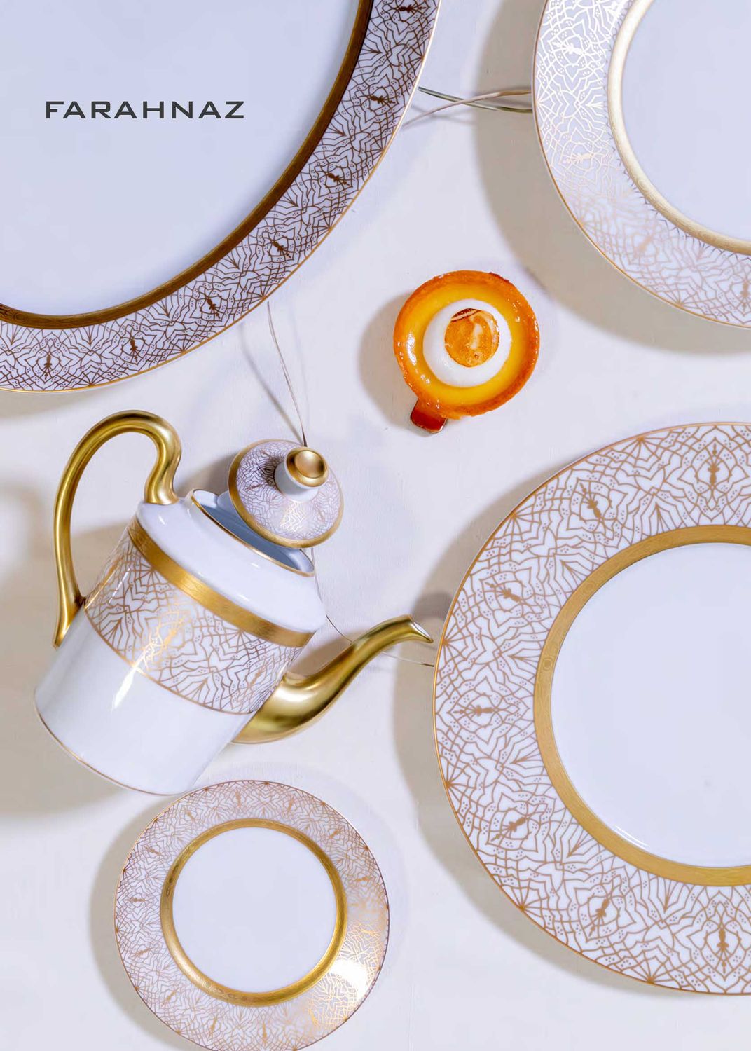 Robert Haviland &amp; C. Parlon Farahnaz Gold Round Flat Tarte Dish, MPN: HP1280006003