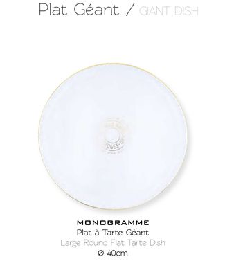 Haviland Monogramme Platinum Rose Large Round Flat Tarte Dish HP1482409001