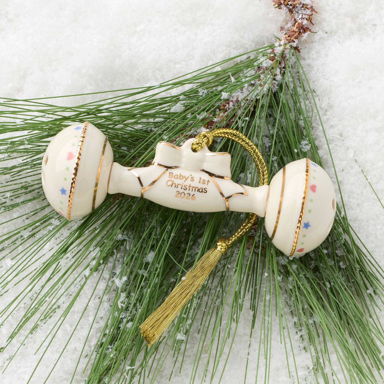 Lenox 2026 Baby's 1st Christmas Rattle Ornament 898583 194372042154