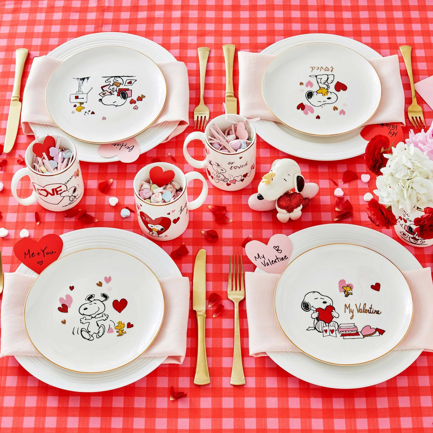 Lenox Snoopy Valentine's Day Accent Plates Set of 4 Assorted 897217 194372035033