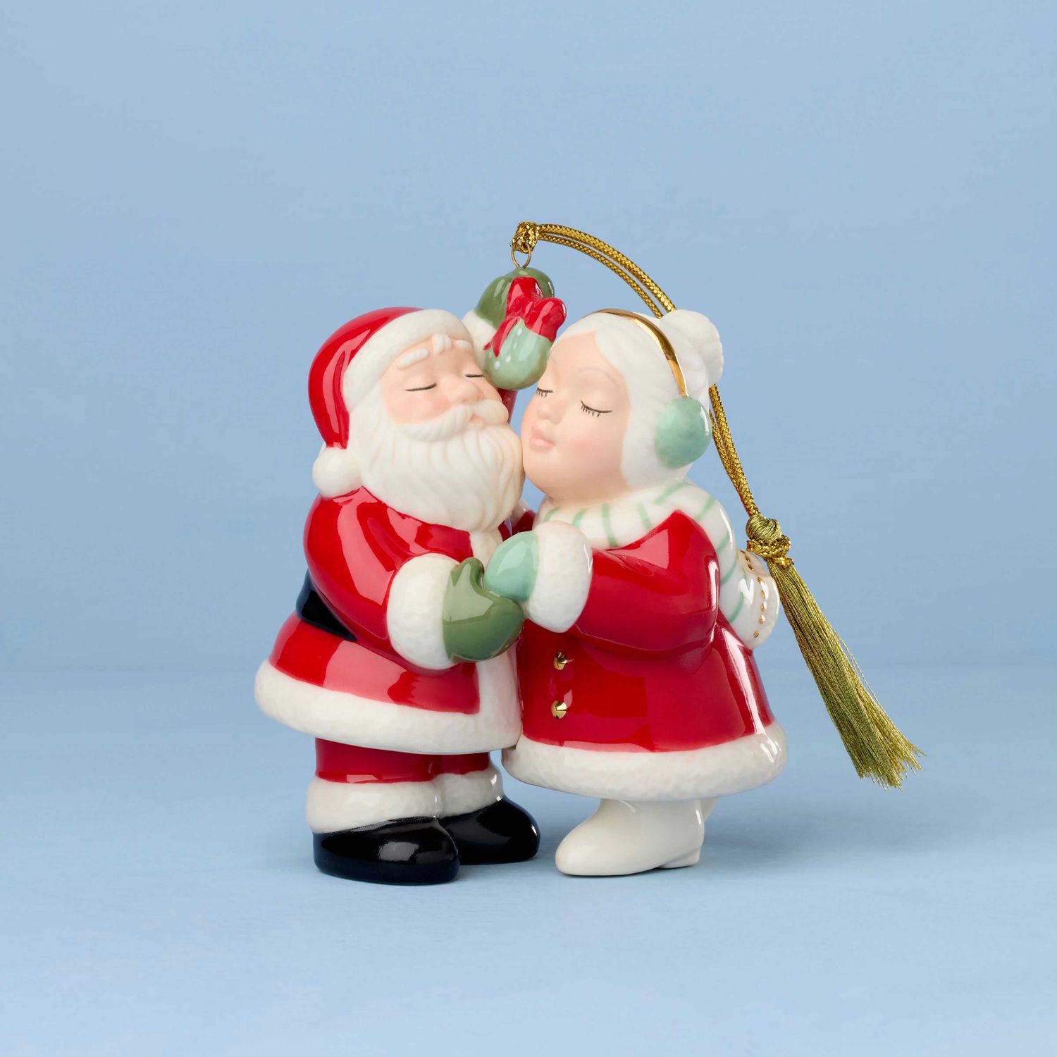 Lenox Santa &amp; Mrs Claus Under Mistletoe Ornament 899410 194372046237