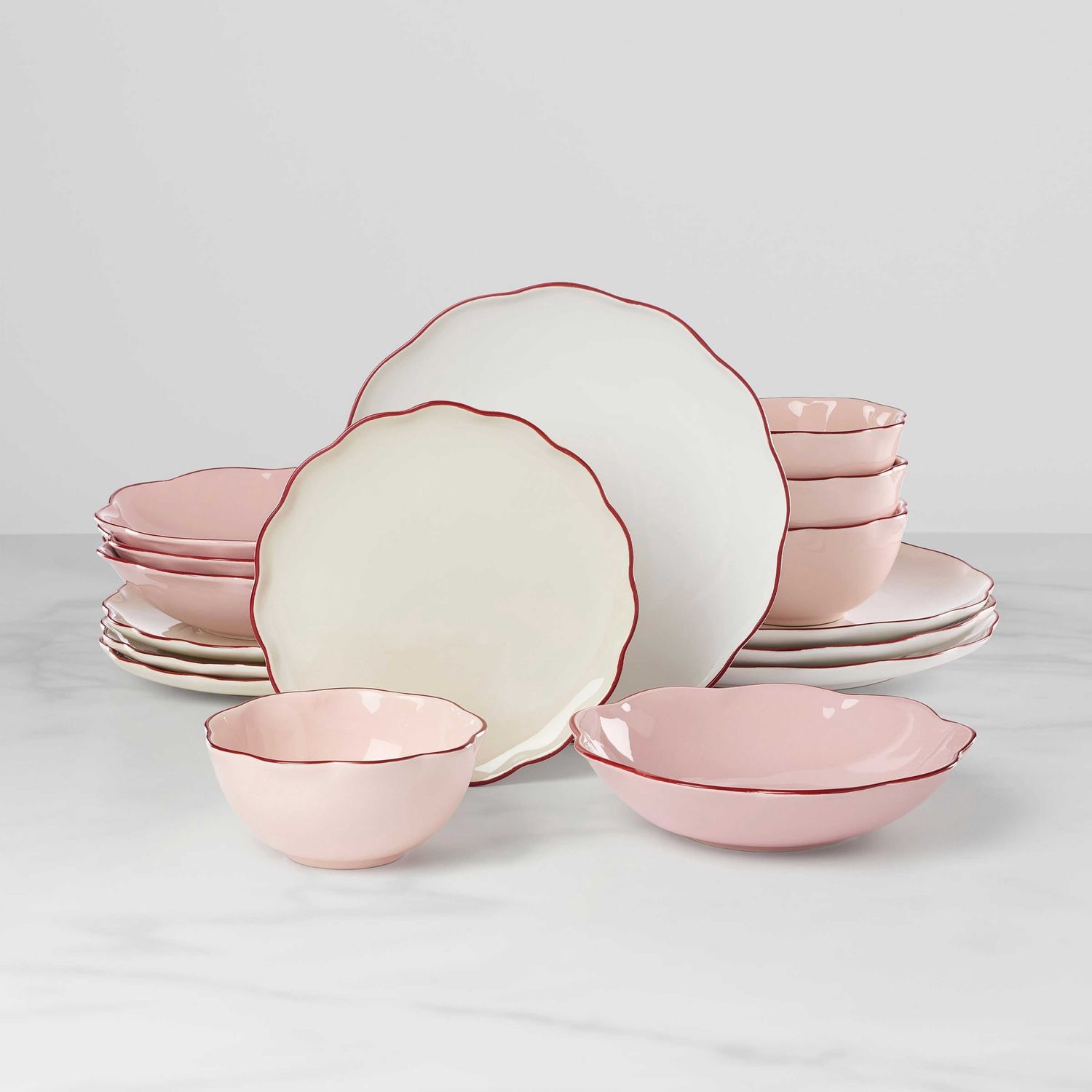 Lenox Garden Party 16-Piece Dinnerware Set Pink 898078 882864872227