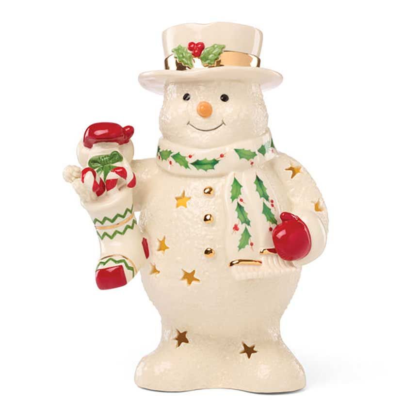 Lenox Happy Holly Days Snowman With Stocking Lit Figurine 897957 194372039277