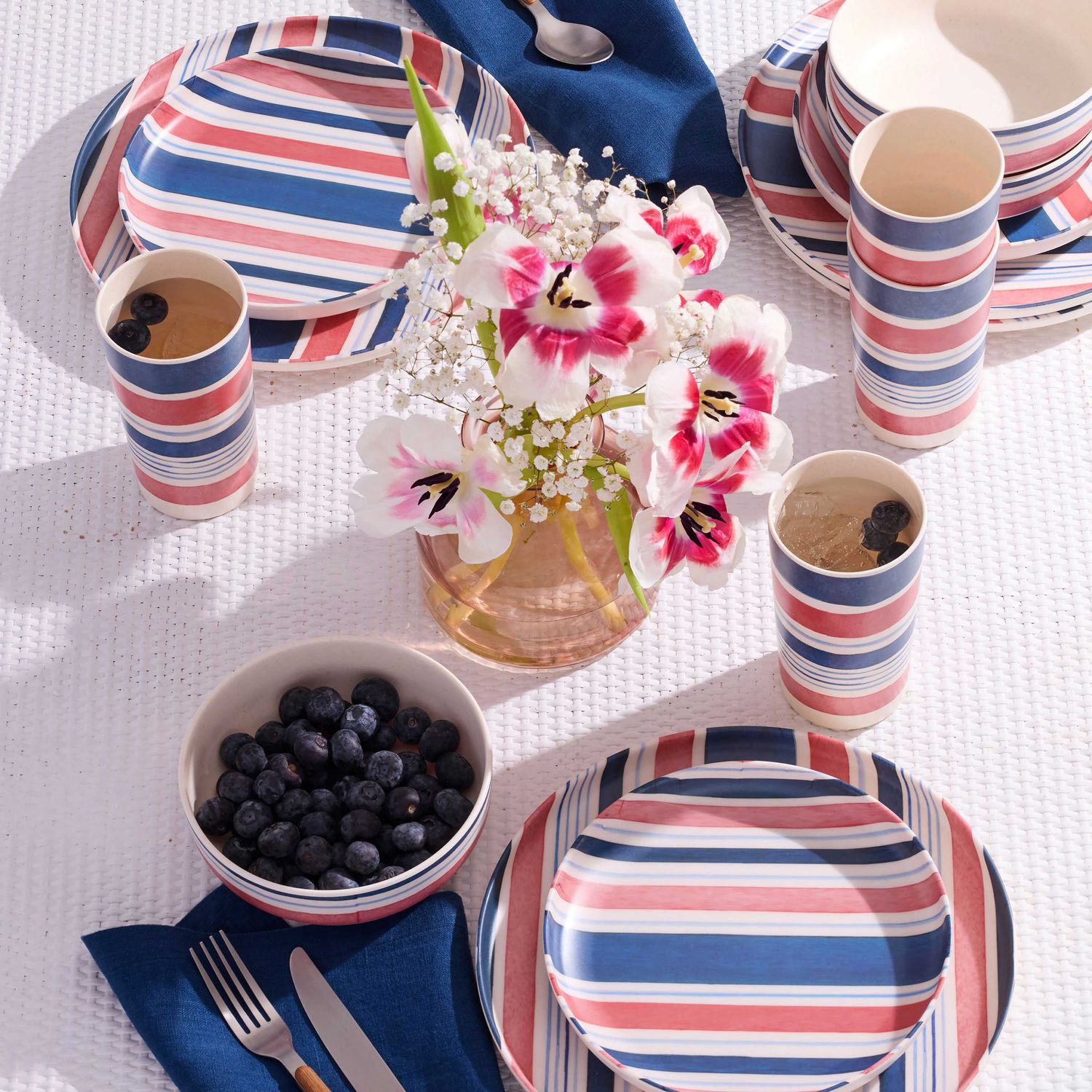 Oneida 24/7 Melamine 12-Piece Dinnerware Set Stripe 897968 079363149602