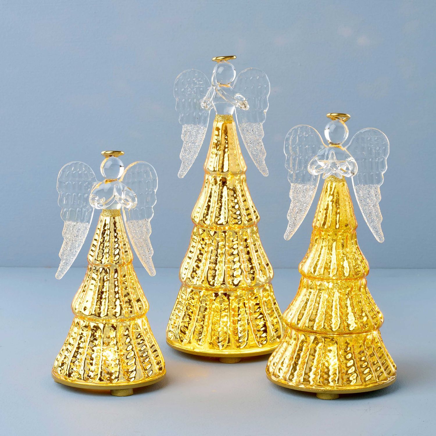 Lenox Radiant Light Lit Angel Figurines 3-Piece Set 897732 194372038003