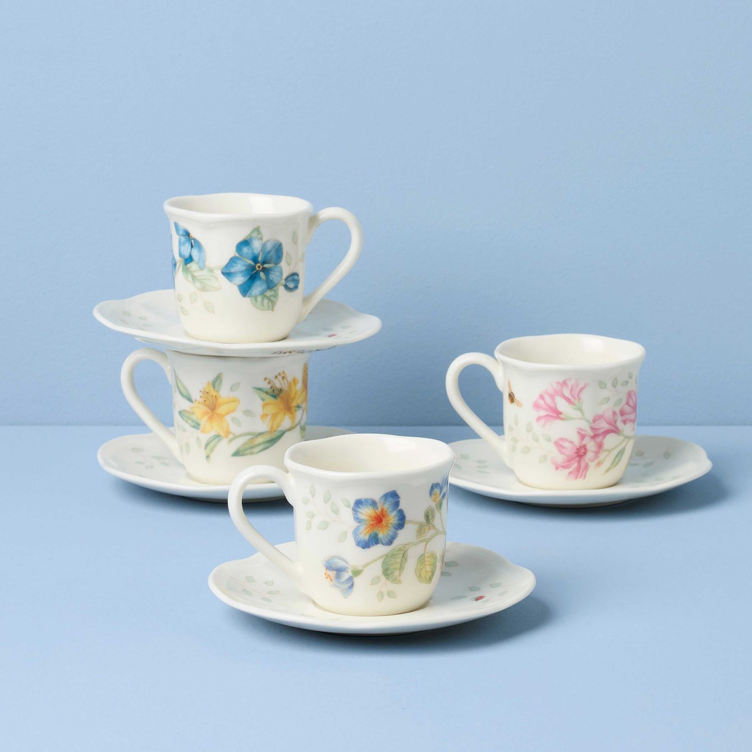 Lenox Butterfly Meadow Espresso Cup &amp; Saucer Set of 4 897806 194372038461