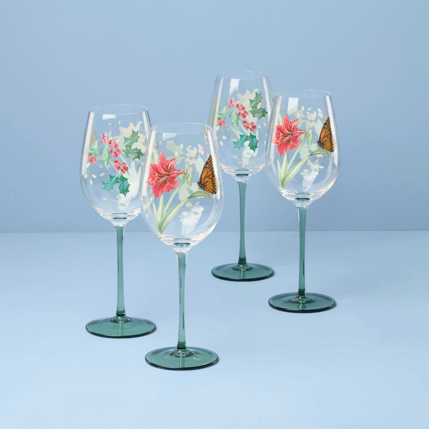 Lenox Butterfly Meadow Holiday Wine Set of 4 898861 194372043250