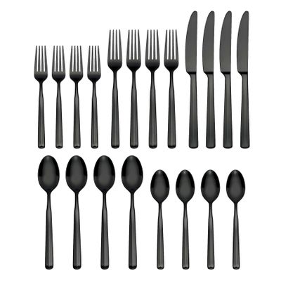 Oneida Ryder Satin Black 20-Piece Flatware Set 897335 079363148216