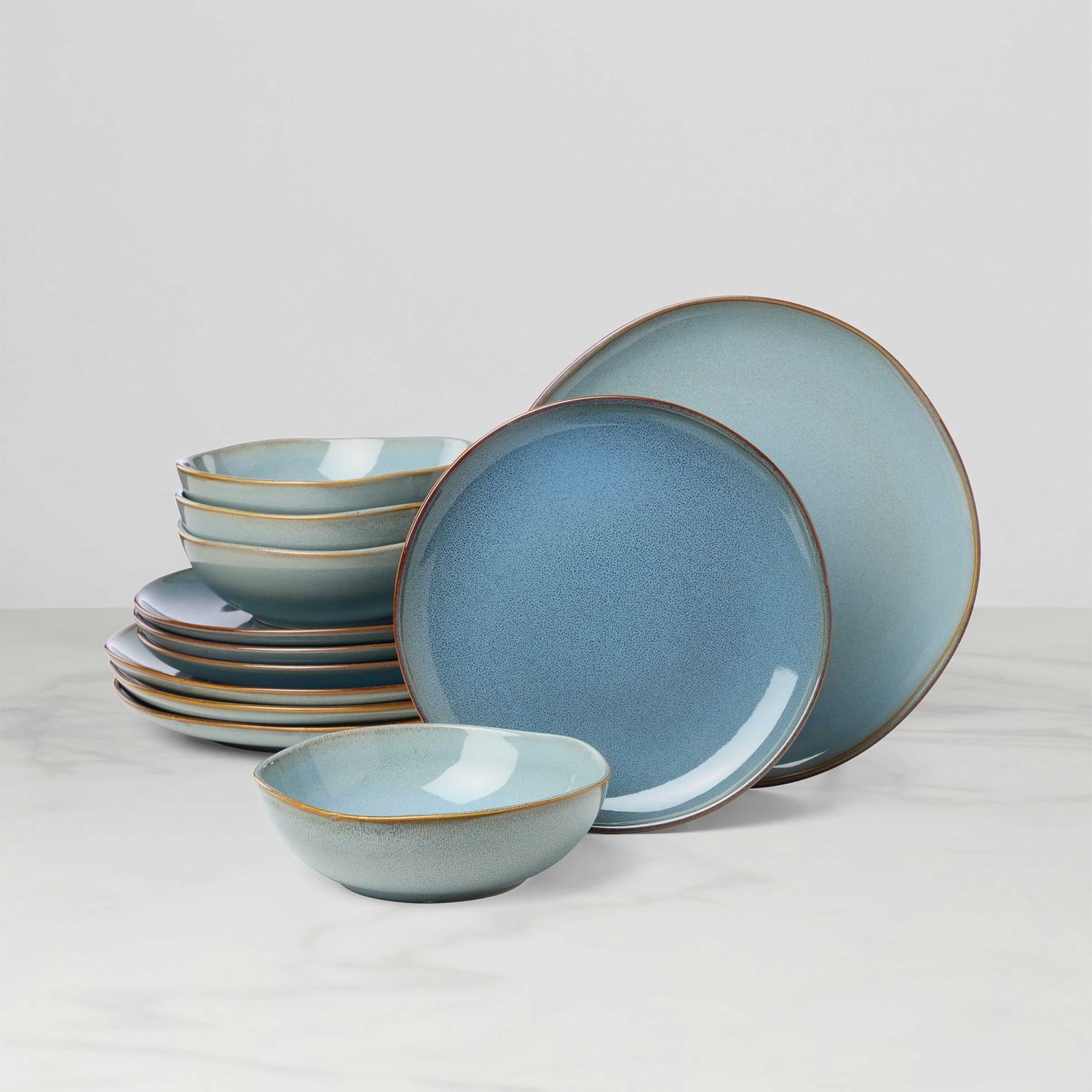 Oneida Organic Shades 12-Piece Dinnerware Set Slate Blue 897199 079363148599