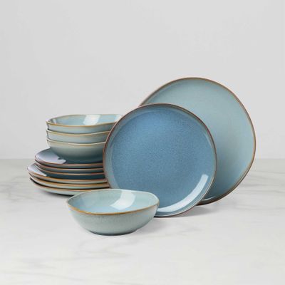 Oneida Organic Shades 12-Piece Dinnerware Set Slate Blue 897199 079363148599