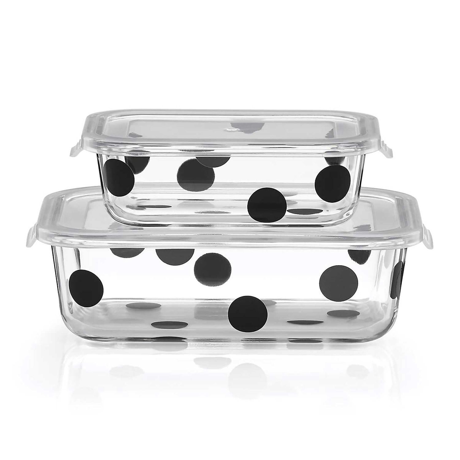 Kate Spade Deco Dot 2-Piece Rectangular Food Storage Set 875251, 882864731258
