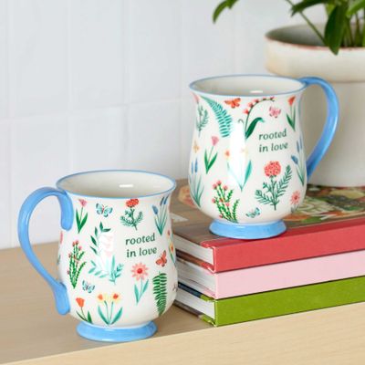 Oneida First Blooms Mugs Set of 2 Blue 898740 079363151766