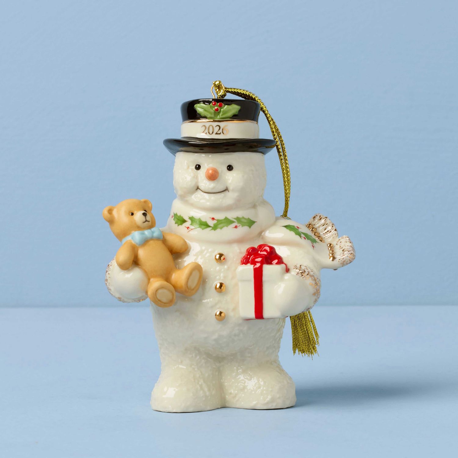 Lenox 2026 Snowman with Teddy Bear Ornament 898577 194372042093