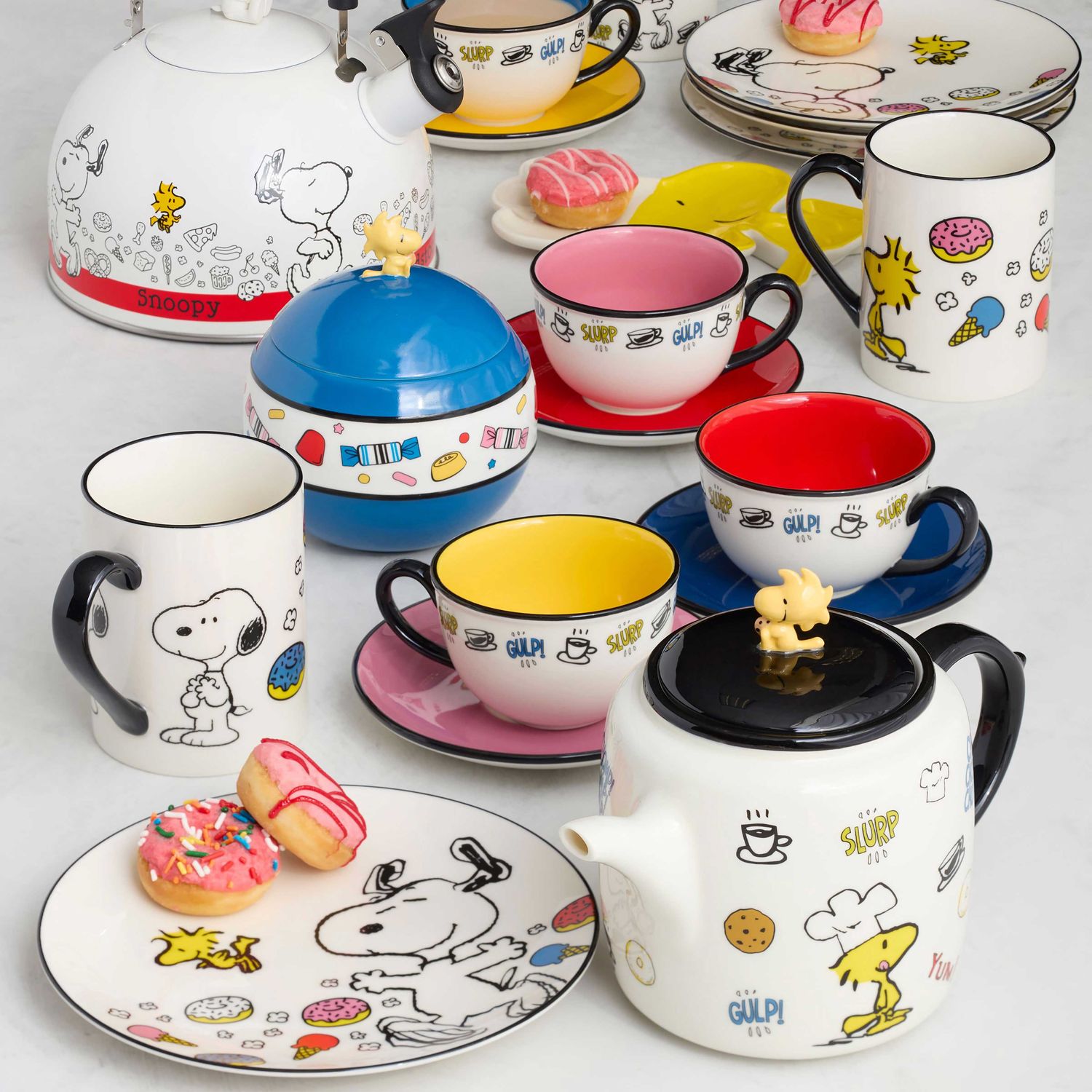 Lenox Chef Snoopy Tea Cup &amp; Saucer Set of 4 898444 194372041256