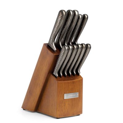 Cambridge Nero Hammered Titanium 12-Piece Cutlery Block Set 92668KBCC18R 719978815027