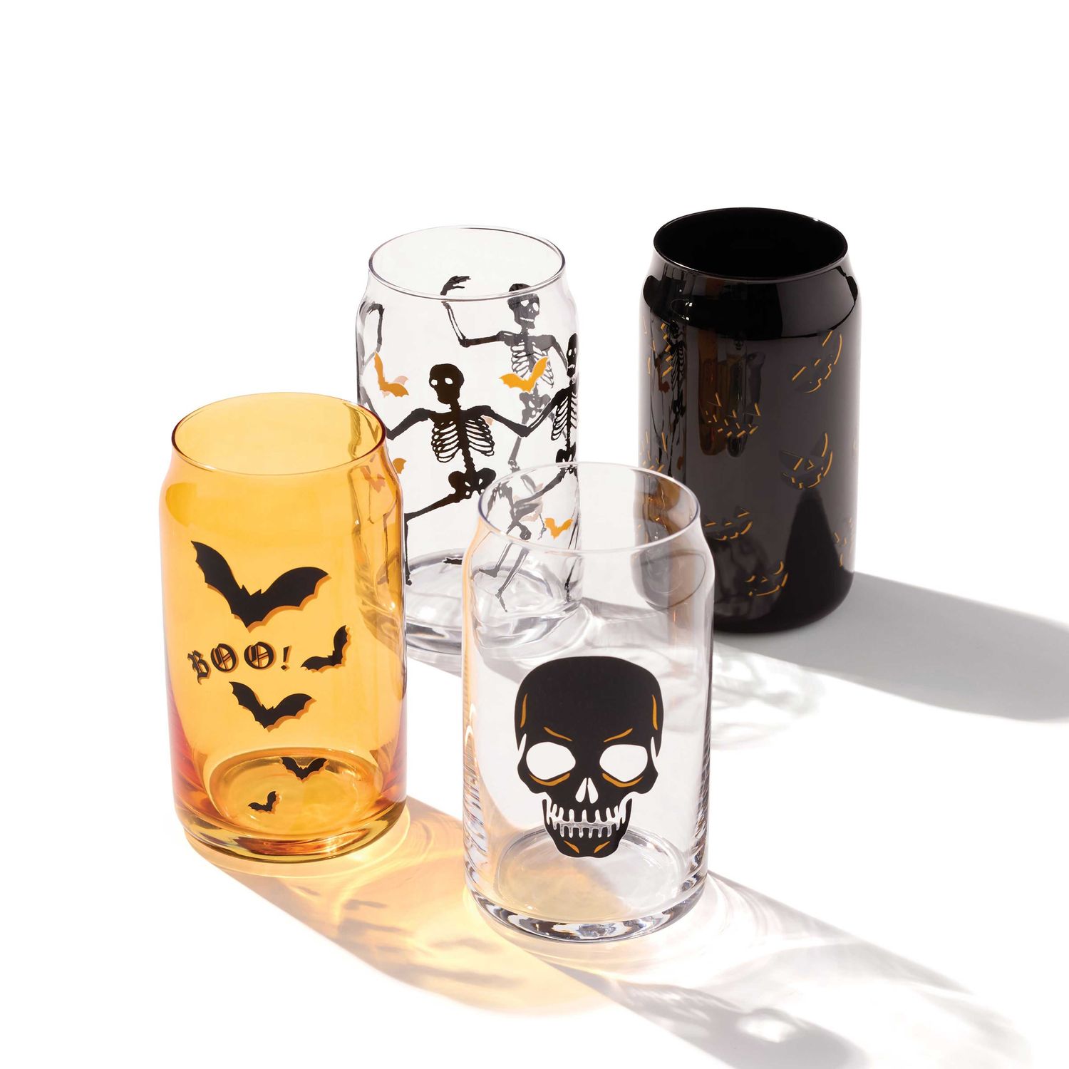 Oneida Vintro Halloween Can Cooler Glasses Set of 4 897986 079363150608