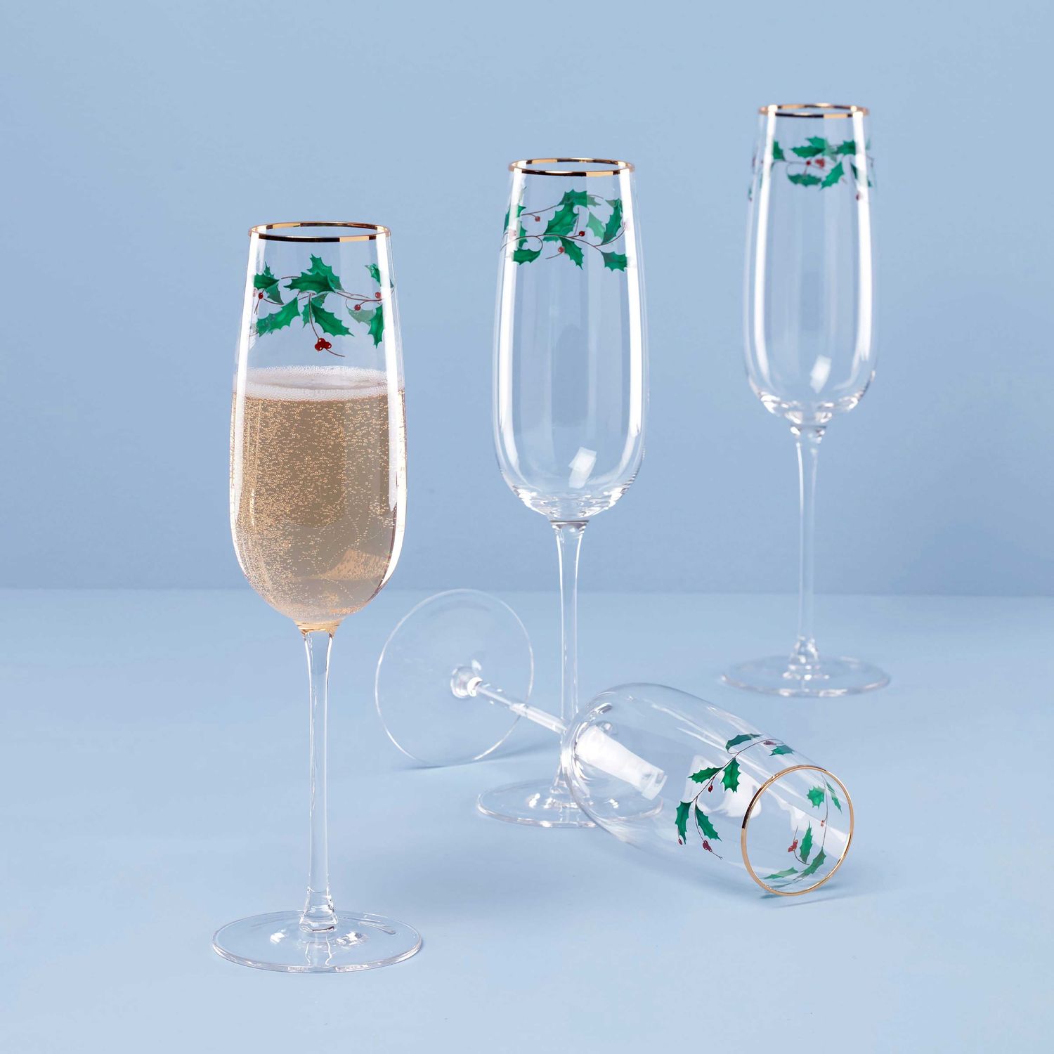 Lenox Holiday Decal Flutes Set of 4 898863 194372043274