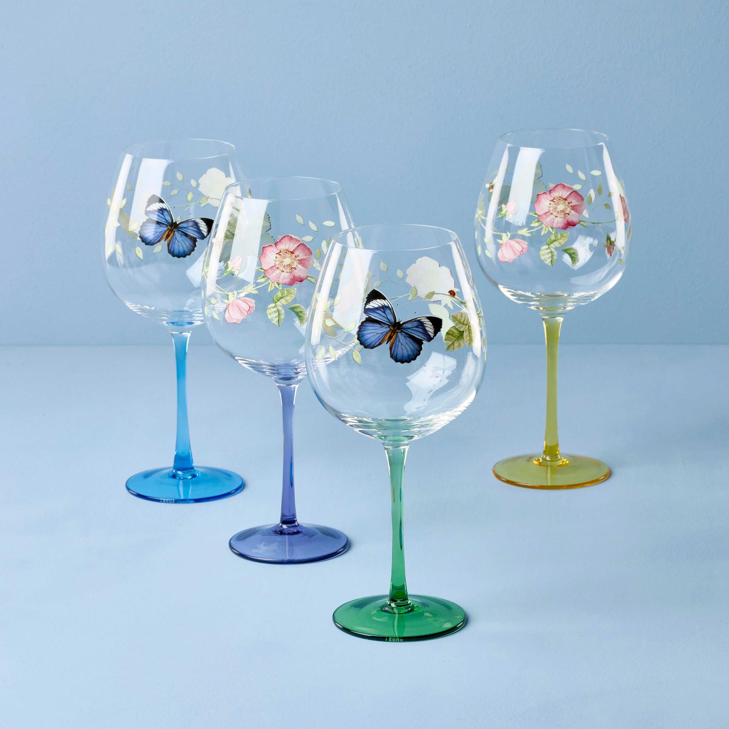 Lenox Butterfly Meadow Balloon Wine Glasses Set of 4 Assorted 899817 194372047364