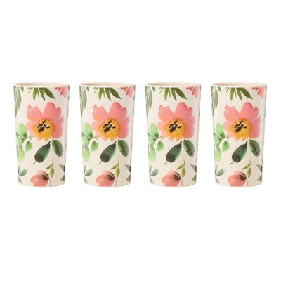 Oneida 24 Seven Melamine Tumblers Set of 4 Floral 898276 079363150103
