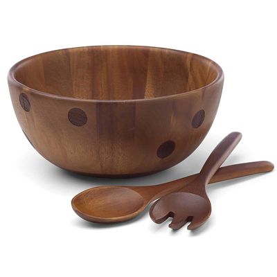 Kate Spade Deco Dot Salad Bowl With Servers 875398, 882864732460