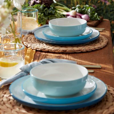 Oneida 24/7 Colors 12-Piece Dinnerware Set Turquoise 897982 079363149688