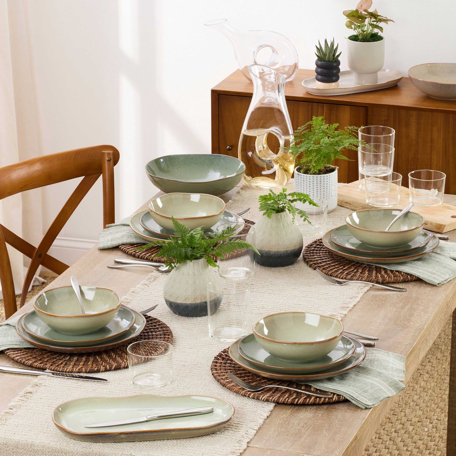 Oneida Organic Shades 12-Piece Dinnerware Set Sage Green 897205 079363148575