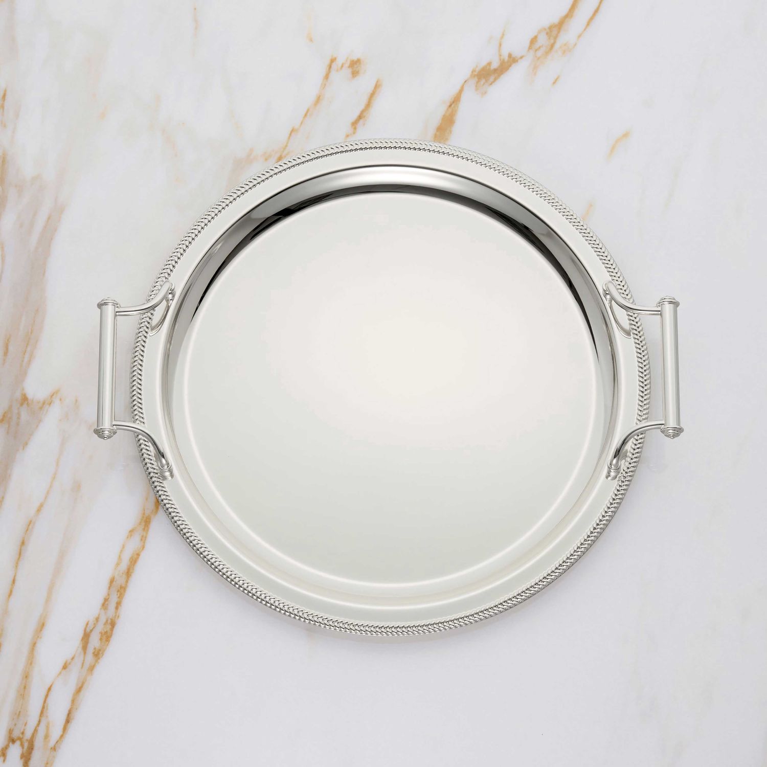 Reed and Barton Round Silverplate Tray With Handles 899912 735092270924